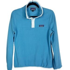 Patagonia Womens XSmall XS Mako Blue Micro D Fleece Snap T Pullover Sweatshirt
